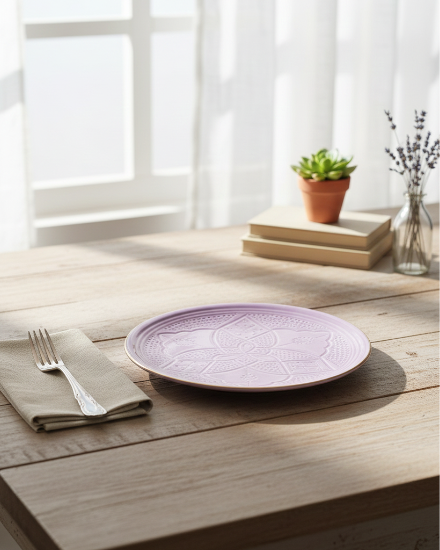 Set de six Assiettes Plates avec fil d'Or