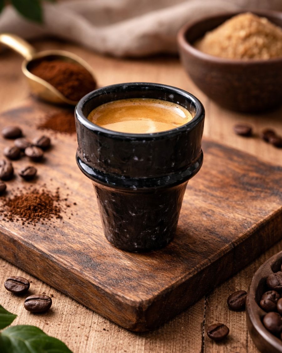 Tasse artisanale noire mouchetée – Petite & Grande taille