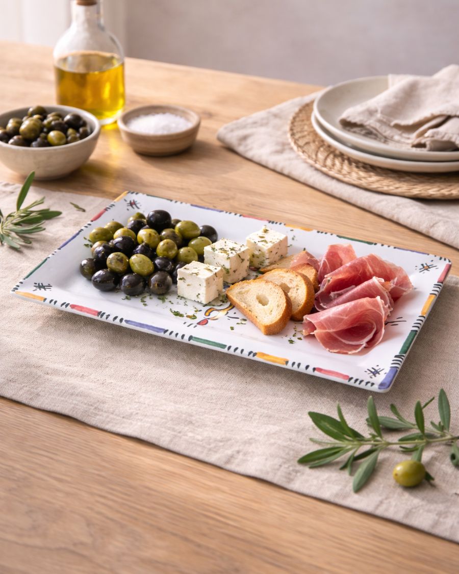 Plateau rectangulaire en poterie artisanale