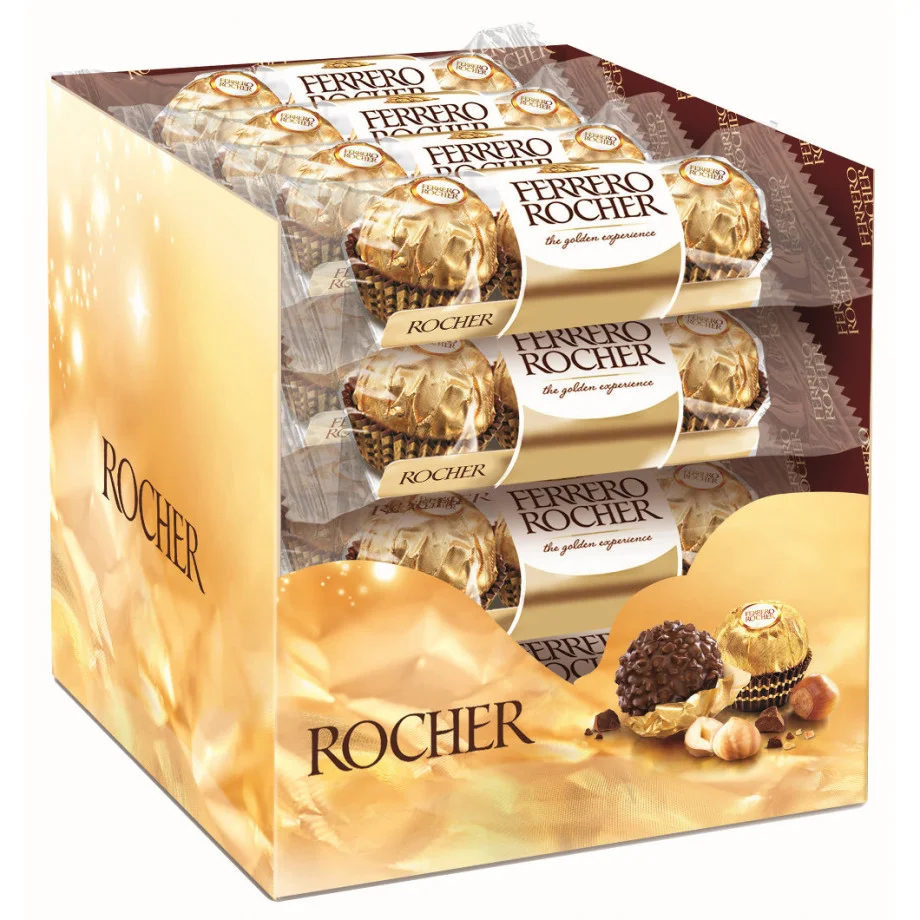  Ferrero Rocher Caja con 6 Paquetes de 16 sobres de 3 piezas c/u