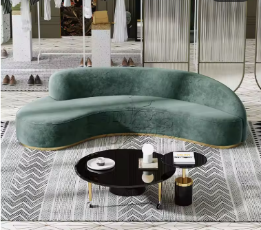 Modern Curved Velvet Sofa