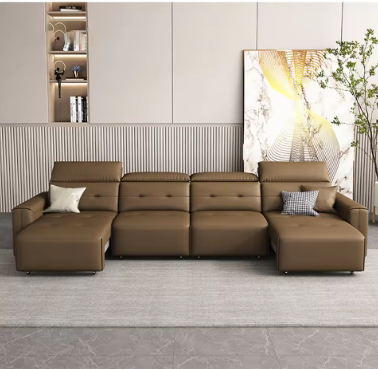 Modern Brown Leather Sectional Sofa