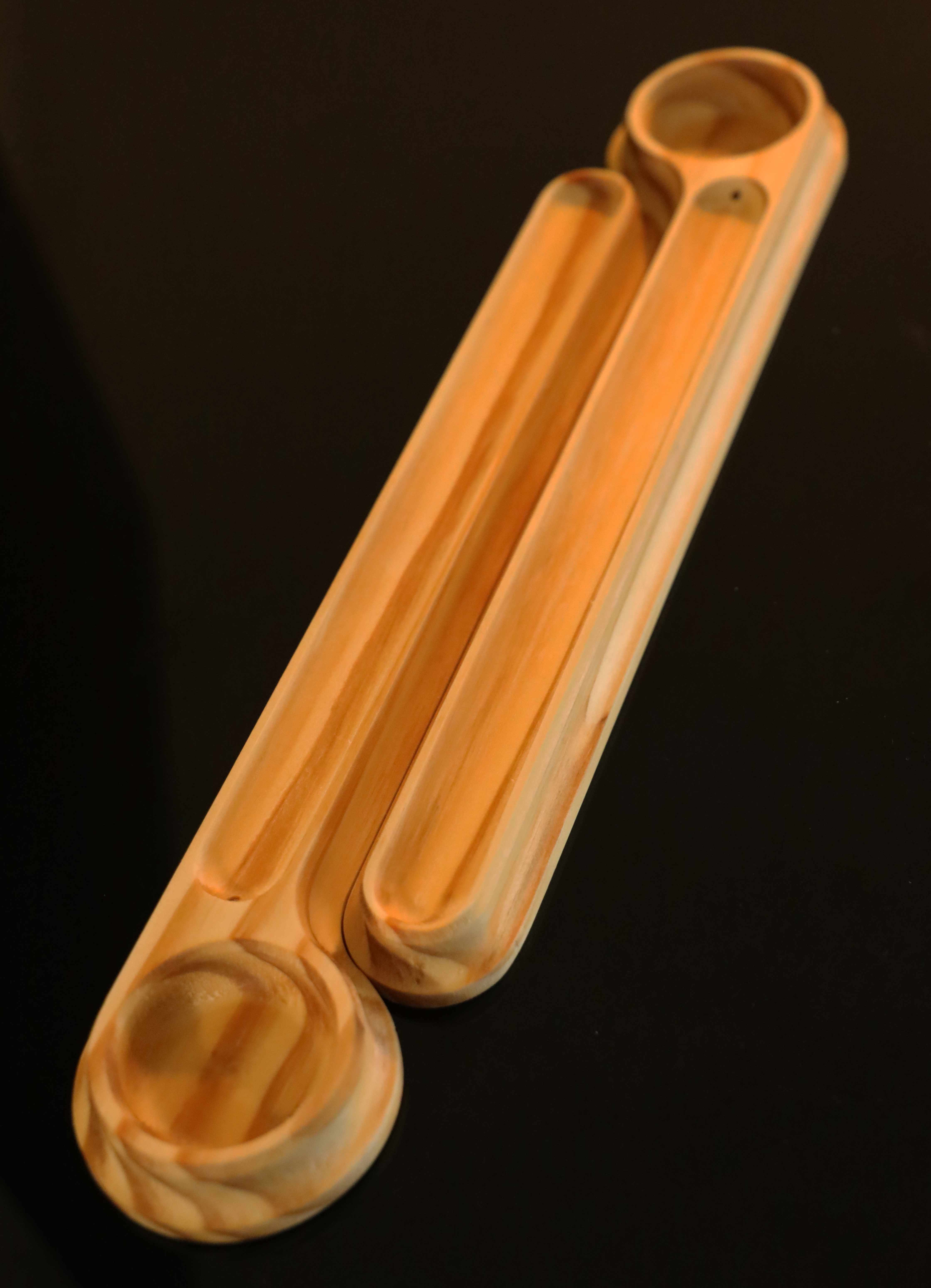 Wooden Candle and Incense Holder