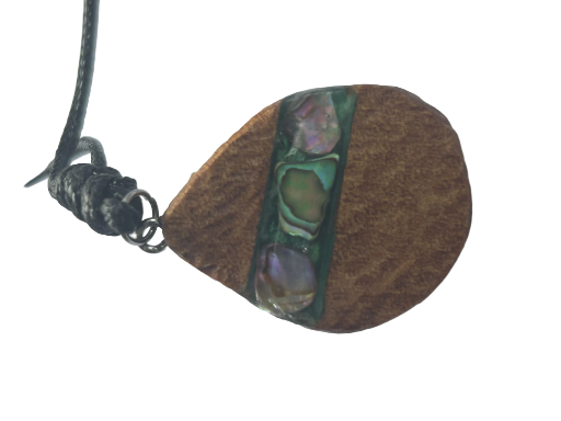 Handcrafted Ancient Kauri Wooden and Paua/Abalone Pendant