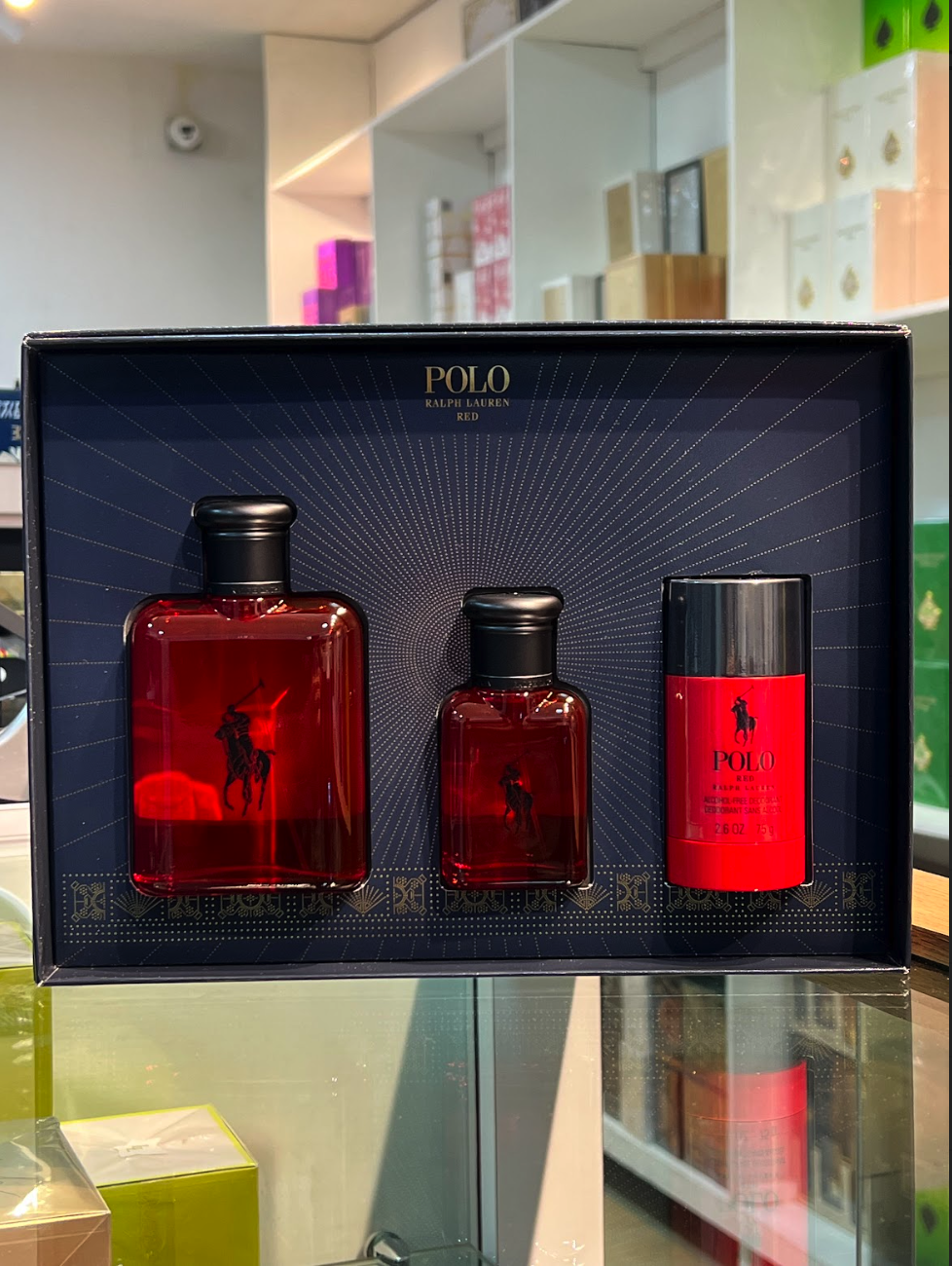 GIFT SET - RL POLO RED 4.2OZ EDT SPR + 1.3OZ EDT SPR + GEL "3PC" MEN