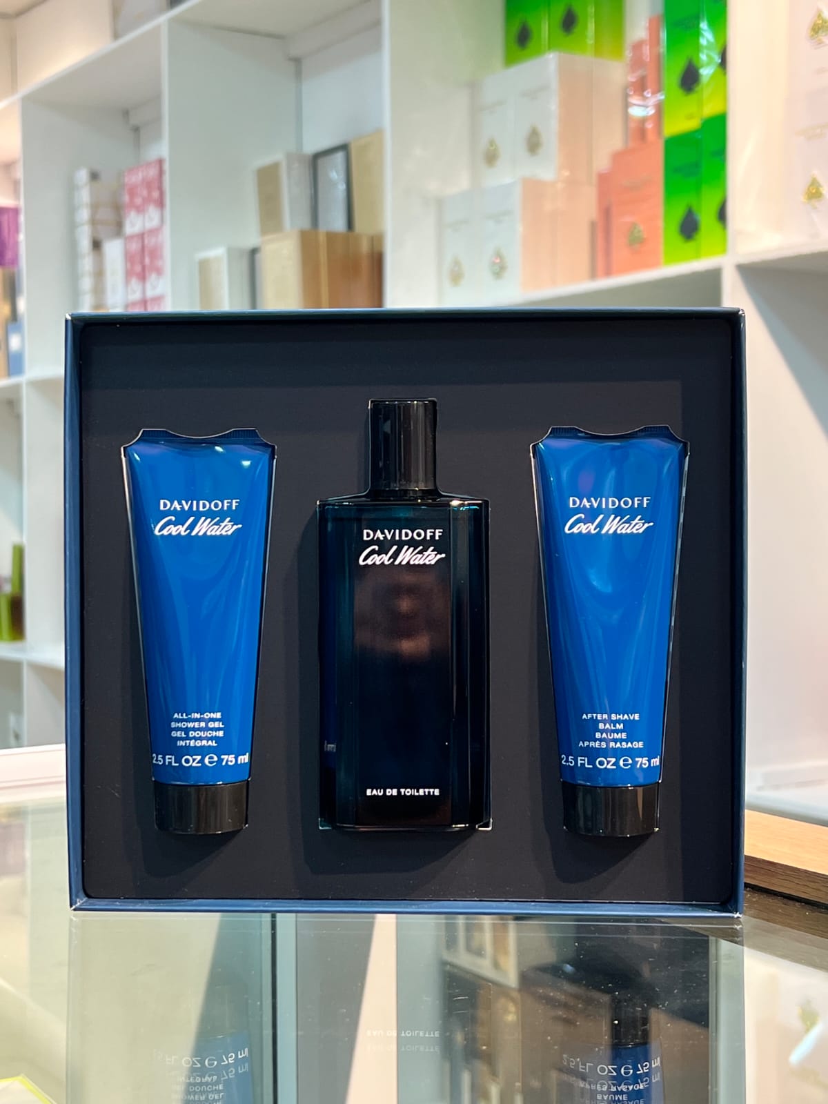 SET DAVIDOFF COOL WATER MEN ( 3 PC )4.2 PZ EDT / 2.5 OZ SG /2.5 OZ ASB