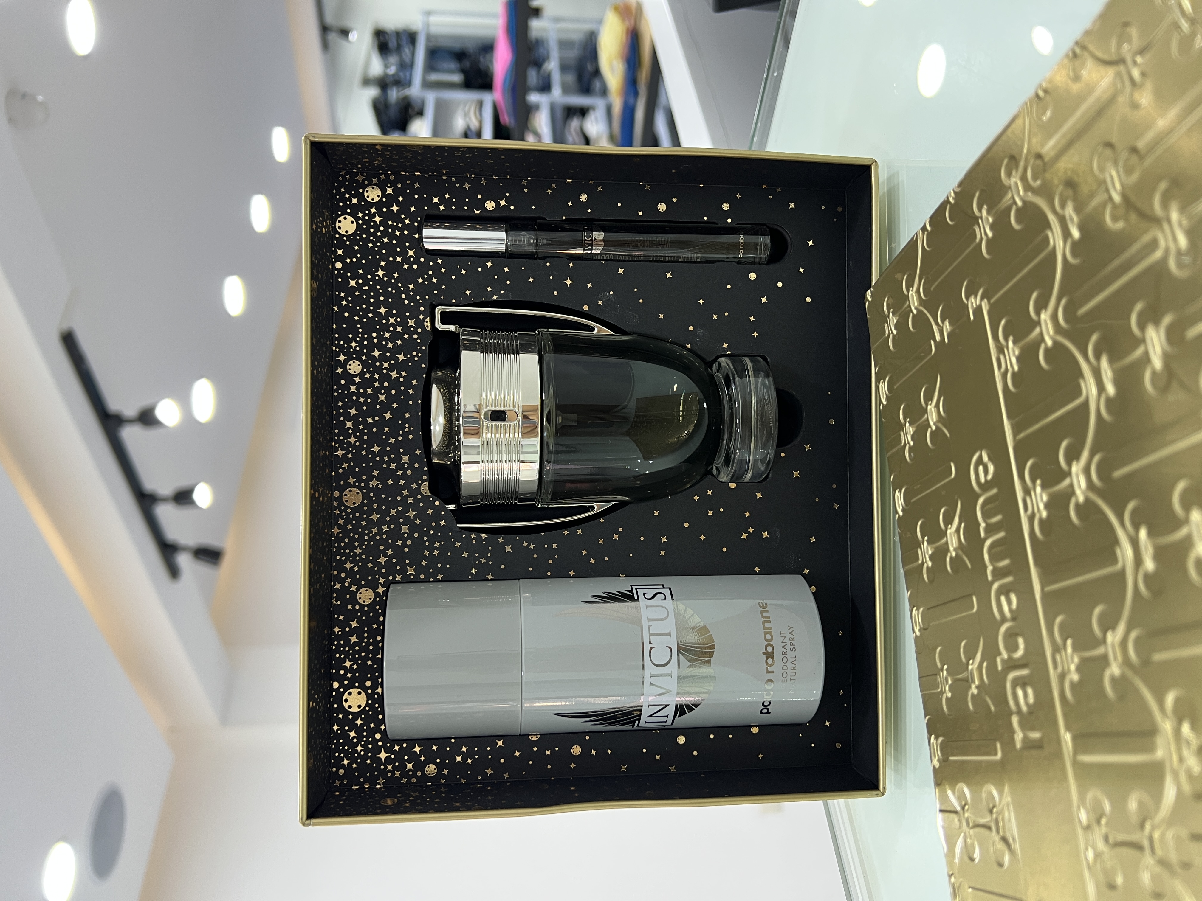 GIFT SET - PACO RABANNE "INVICTUS" 3.4OZ EDT SPR +A/S + S/G ."3PCS" MEN (METAL)