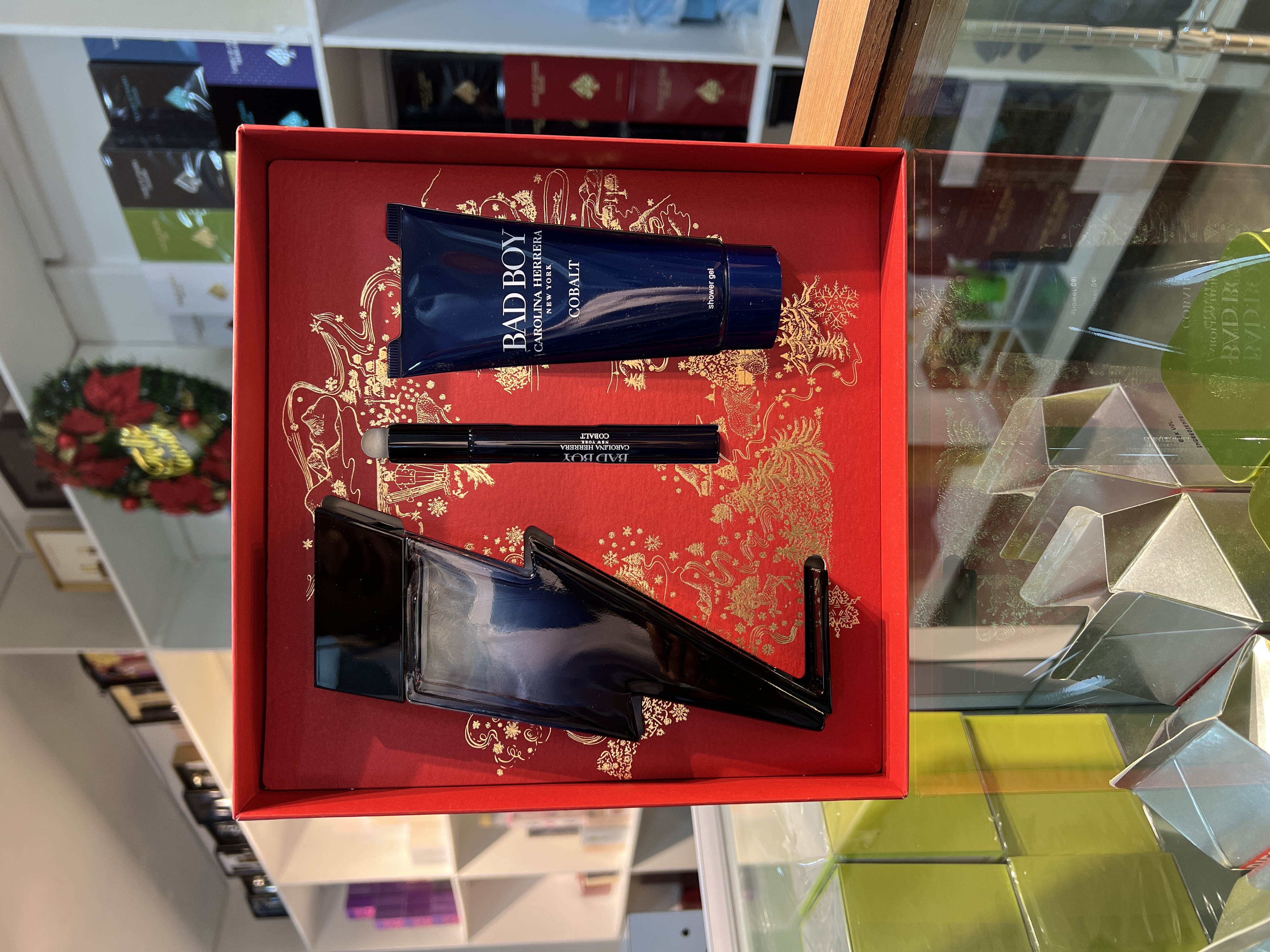 GIFT SET - CAROLINA HERRERA "BAD BOY COBALT" 3.4OZ EDT SPR 3PCS MEN