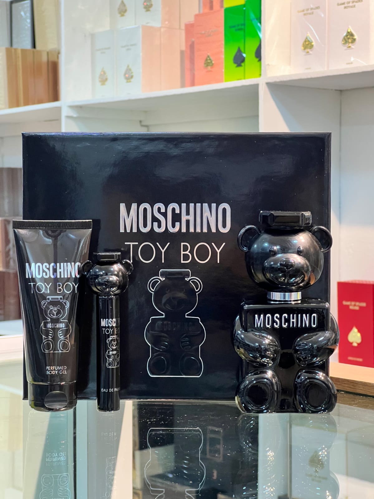 SET MOSCHINO TOY BOY MEN ( 3 PC ) 3.4 EDP / 3.4 SG / MINI