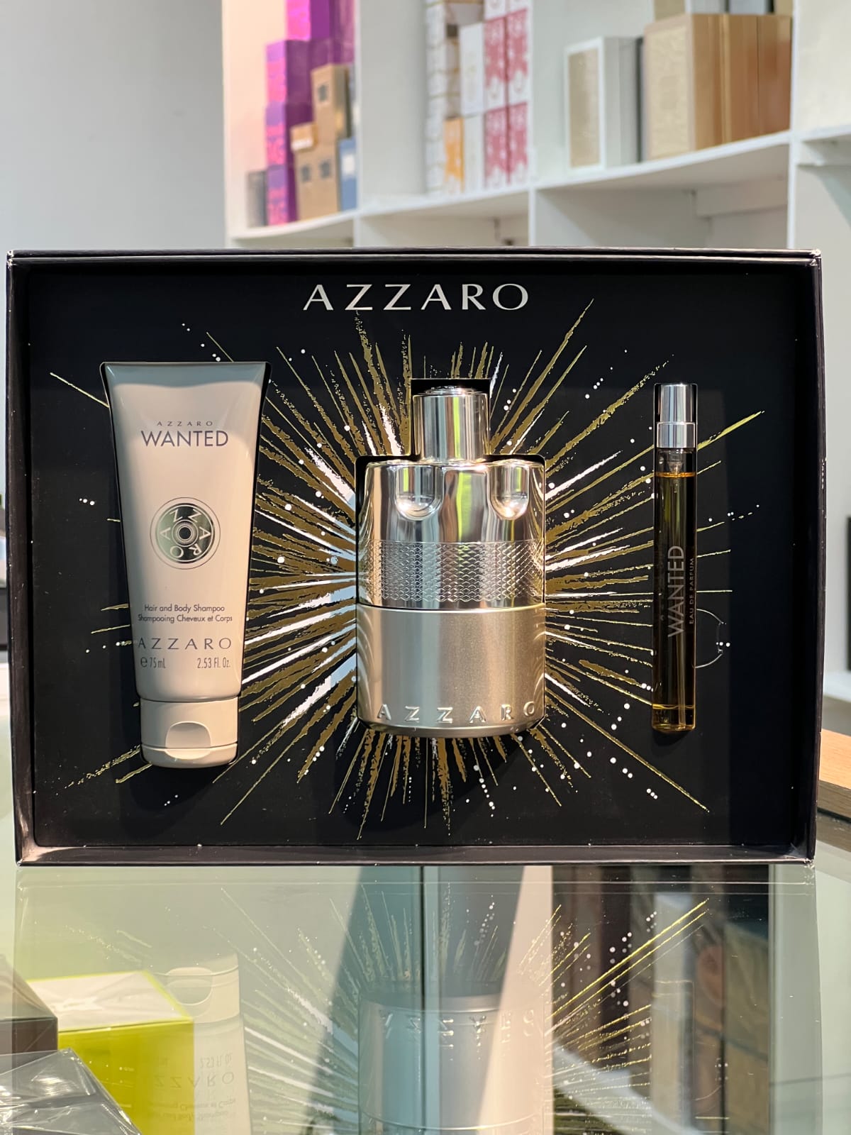 GIFT SET-AZZARO " WANTED" 3.4OZ EDP 3PCS SET MEN