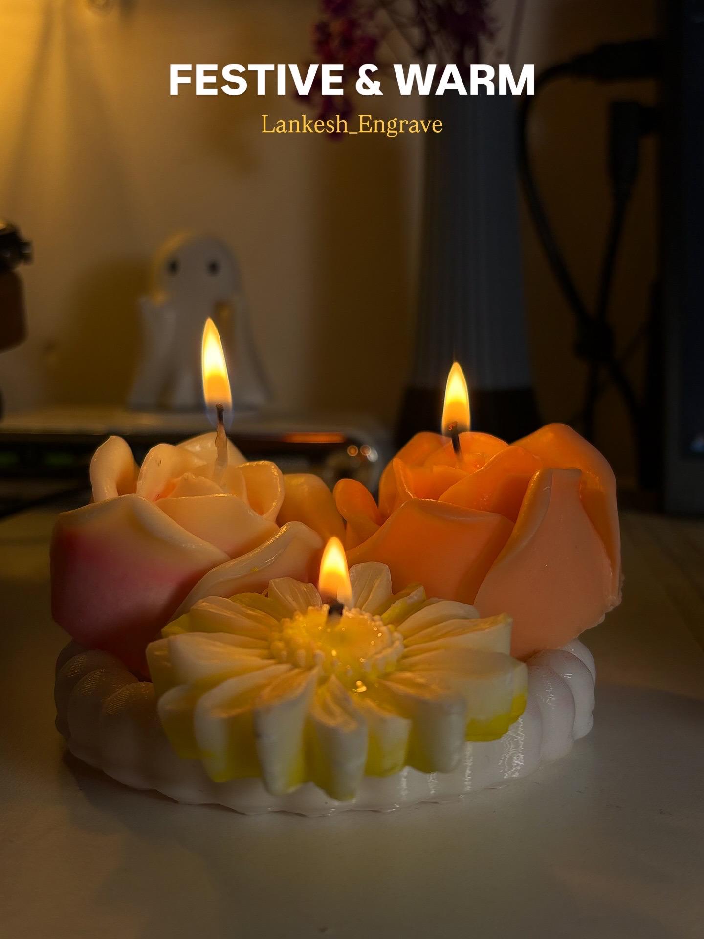 Flower Shaped Scented Candle Set