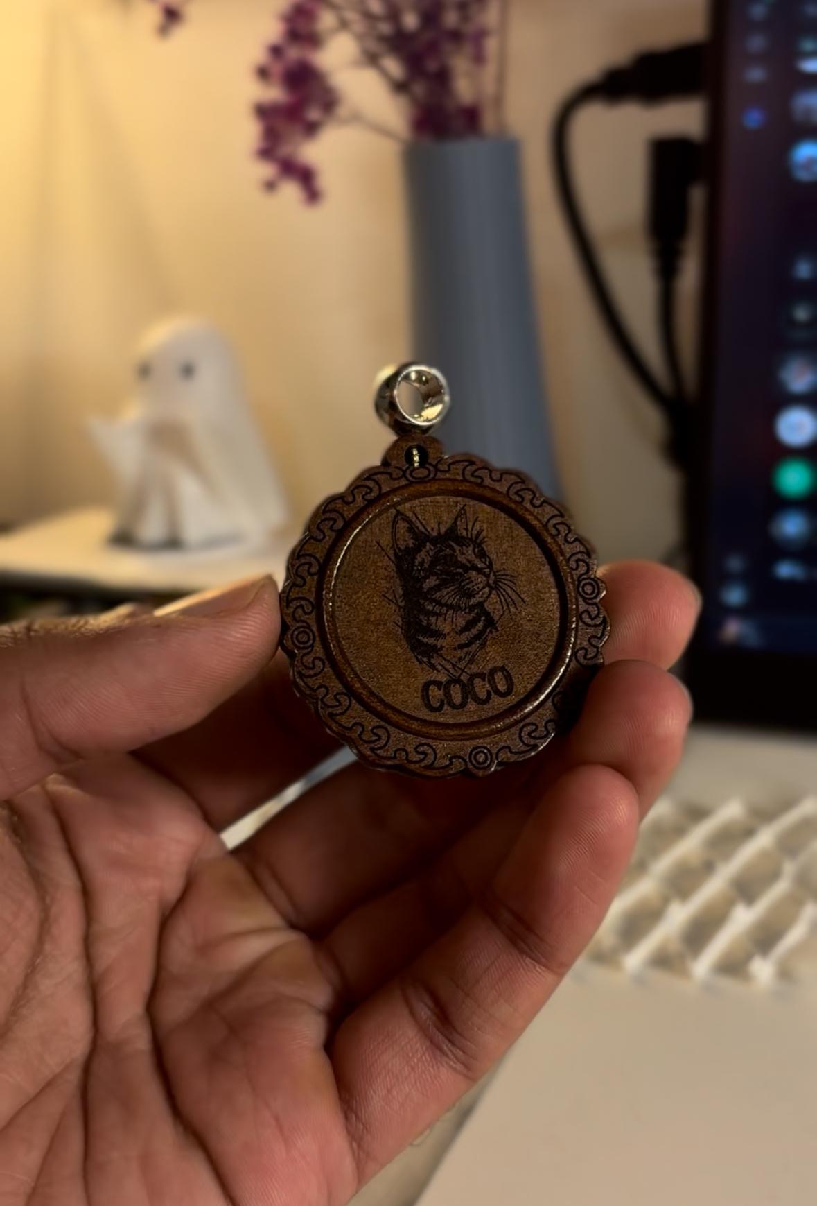 Custom NFC Pet Engraved Wooden Pendant