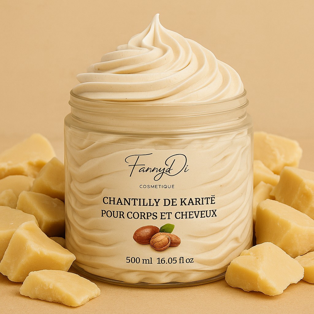 Chantilly de Karité 100% Naturelle – Hydratation Corps & Cheveux – Soin Nourrissant Peaux Sèches et Cheveux