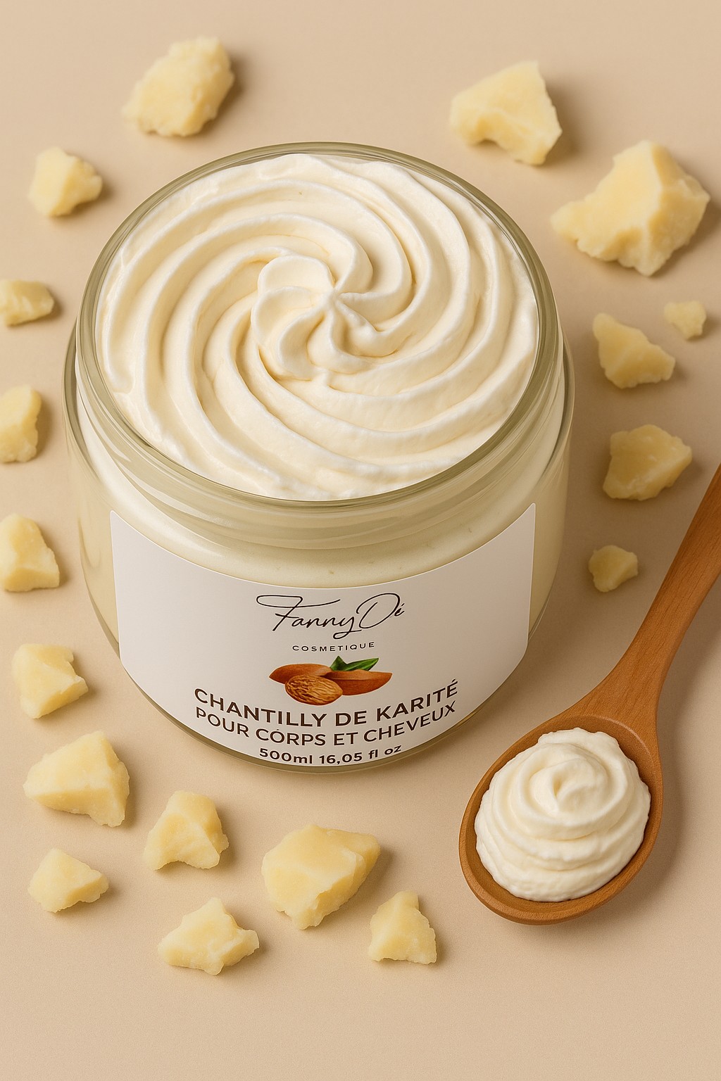 Chantilly de Karité 100% Naturelle – Hydratation Corps & Cheveux  – Soin Nourrissant Peaux Sèches et Cheveux