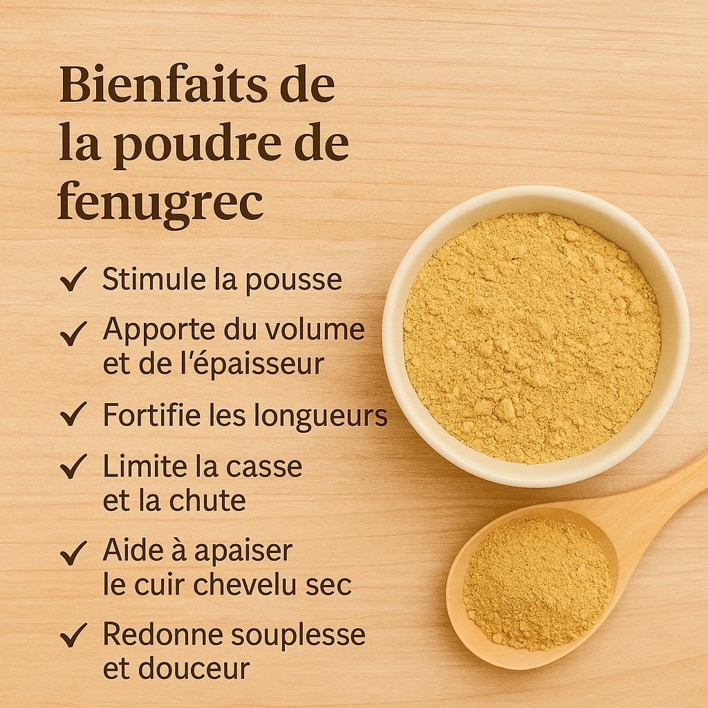 Poudre de Fenugrec Bio –  Soin Capillaire Ayurvédique Naturel – Stimulante et Fortifiante