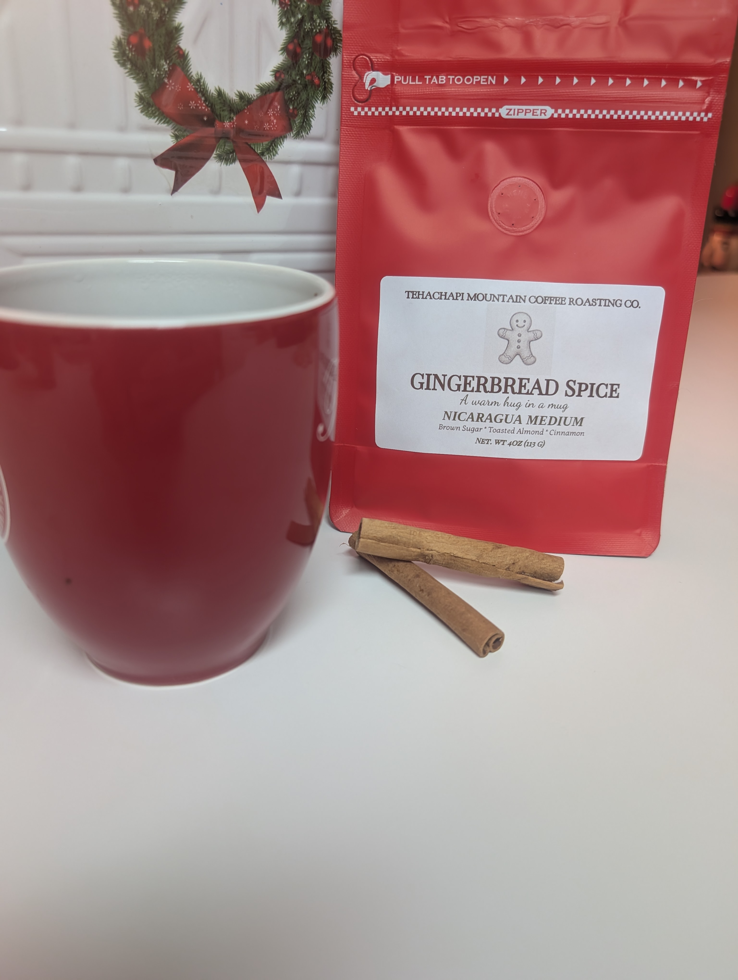 Gingerbread Holiday Coffee – Medium Roast Nicaraguan, Spiced Gingerbread Flavor, 4 oz Sample