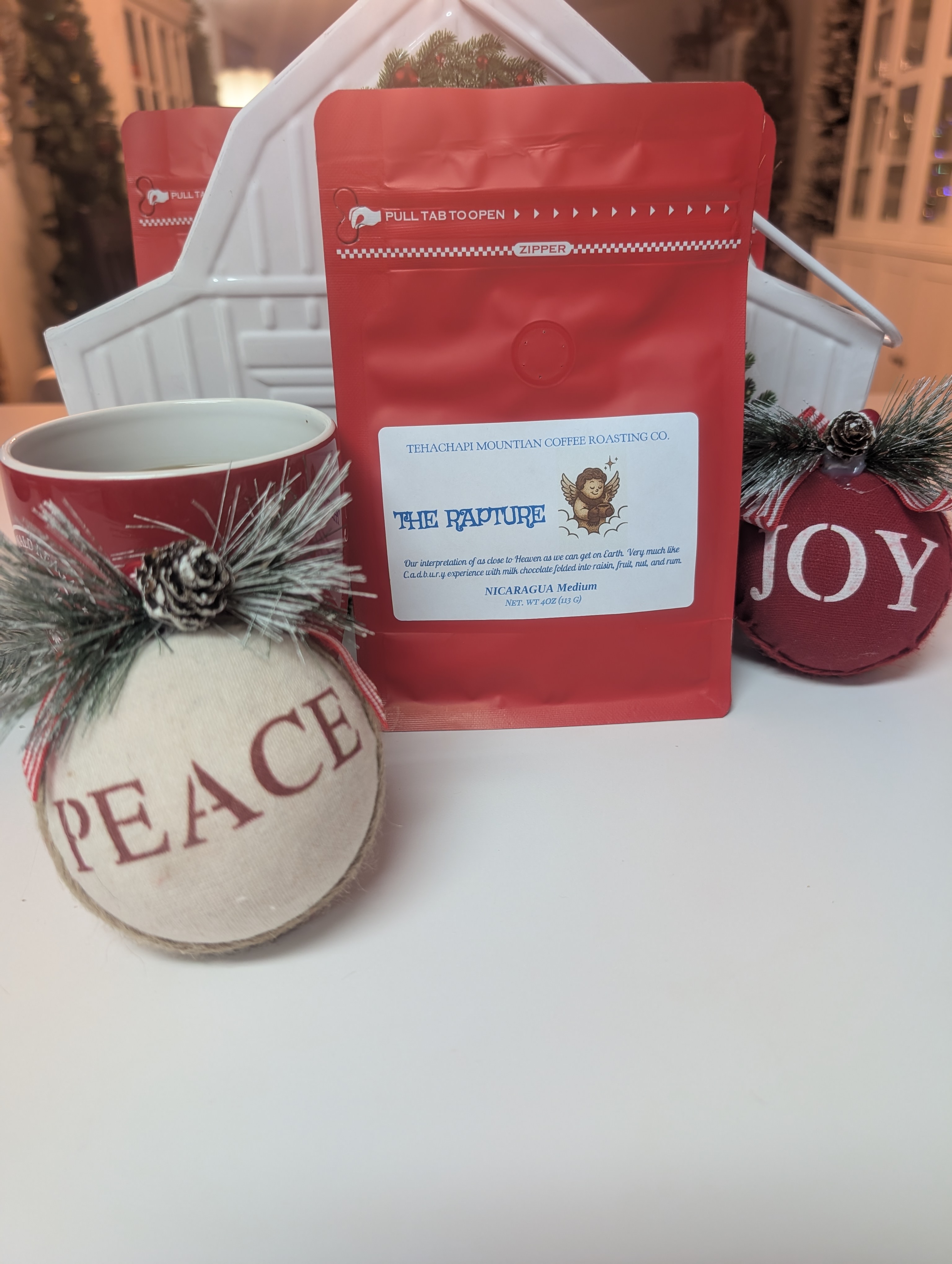 Rapture Holiday Coffee – Medium Roast Nicaraguan, Chocolate, Fruit, Nuts & Rum, 4 oz Sample