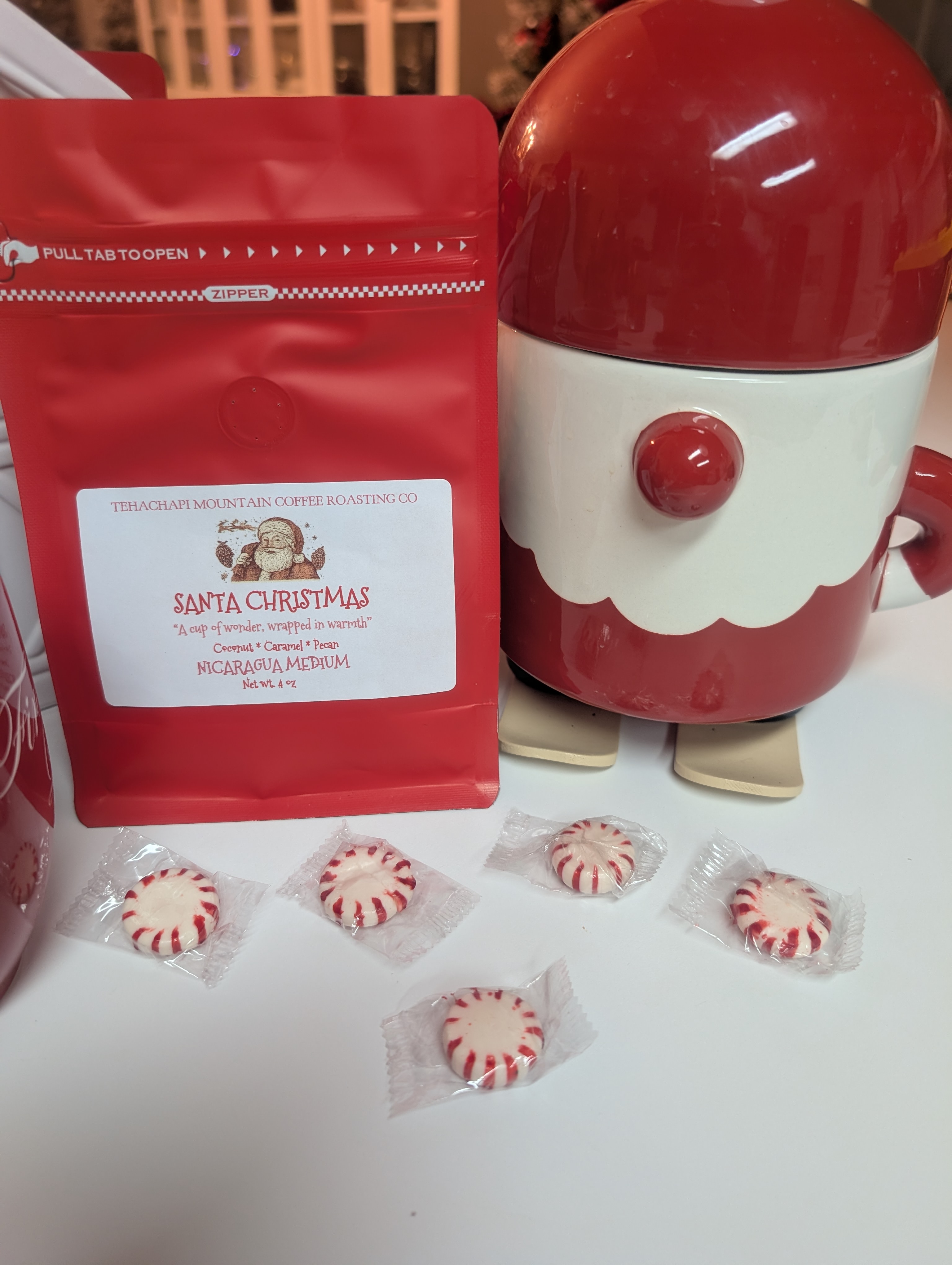 Santa Christmas Holiday Coffee – Medium Roast Nicaraguan, Classic Holiday Blend, 4 oz Sample