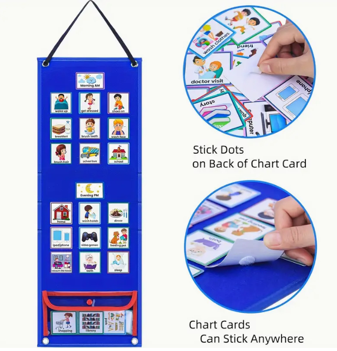 🧩 Visual Routine Schedule for Kids – Daily Chore & Behaviour Chart with 70 Cards and Storage Bag