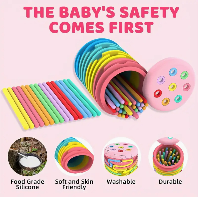 🌈 Silicone Color Sorting Toy – Montessori-Inspired Sensory Learning Game for Toddlers