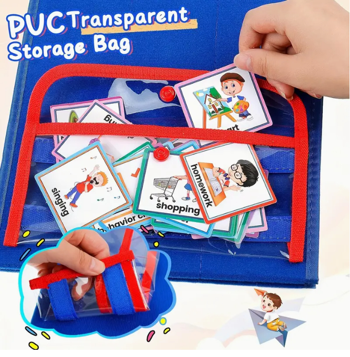 🧩 Visual Routine Schedule for Kids – Daily Chore & Behaviour Chart with 70 Cards and Storage Bag