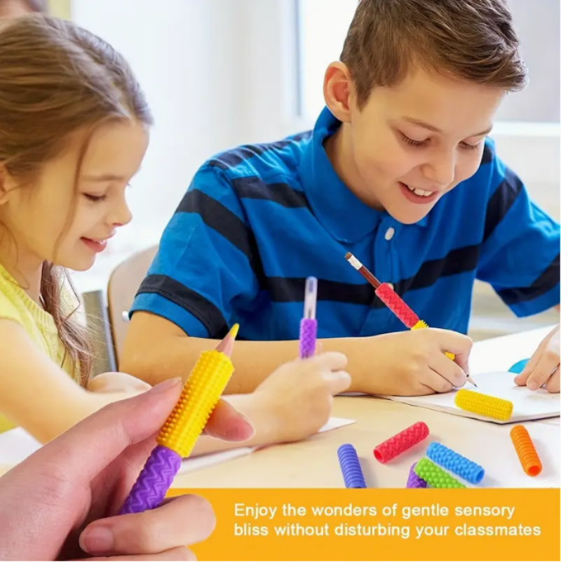 Sensory Textured Pencil Grips – 12 Pack