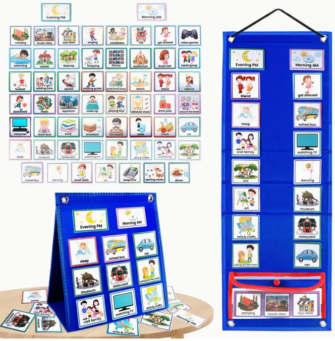 🧩 Visual Routine Schedule for Kids – Daily Chore & Behaviour Chart with 70 Cards and Storage Bag