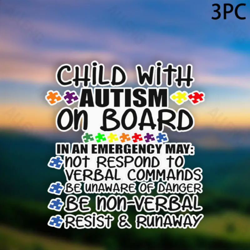 Child With Autism On Board Car Sign