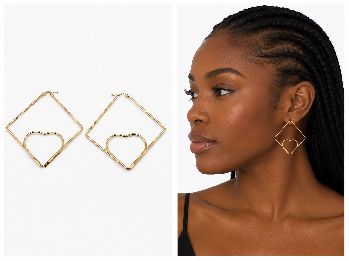 Geometric Heart-Shaped Earrings
