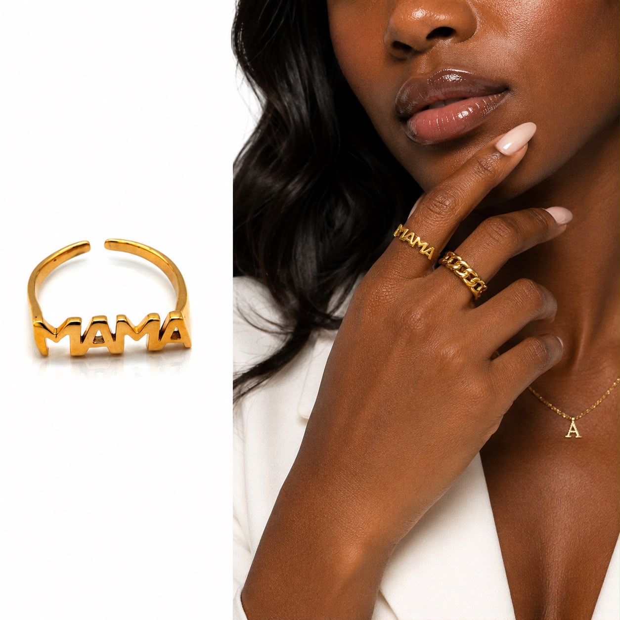 Gold 'MAMA' ring