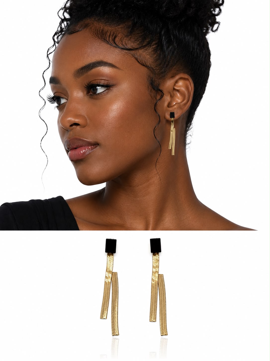 Gold-tone stainless steel earrings