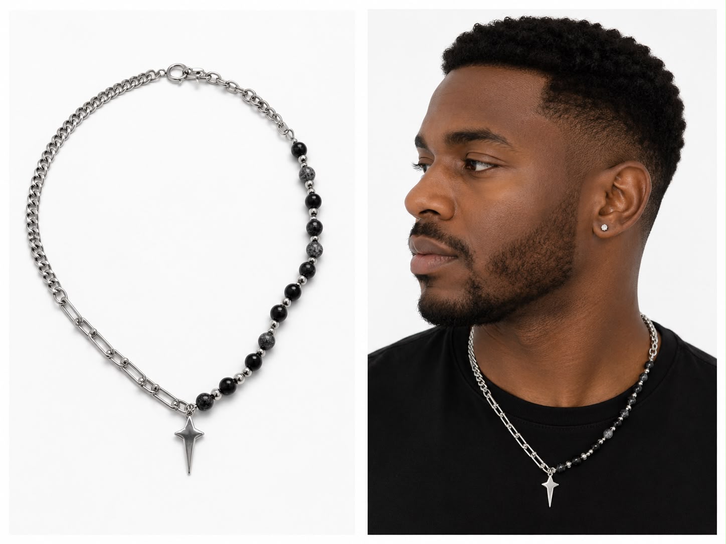 Split Chain Beaded Necklace for Men