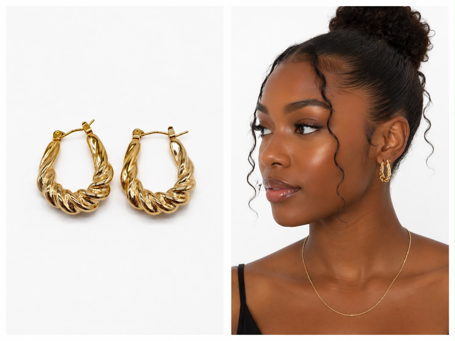 Gold twisted hoop earrings