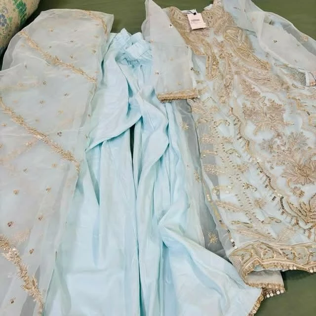 Embroidered Light Blue Formal Dress