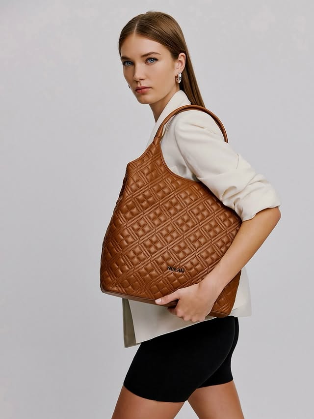 Brown Quilted Shoulder Bag