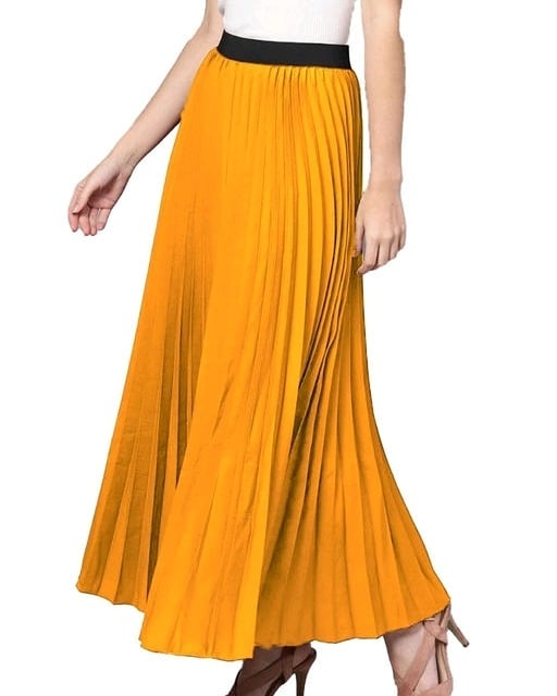 Yellow Pleated Maxi Skirt