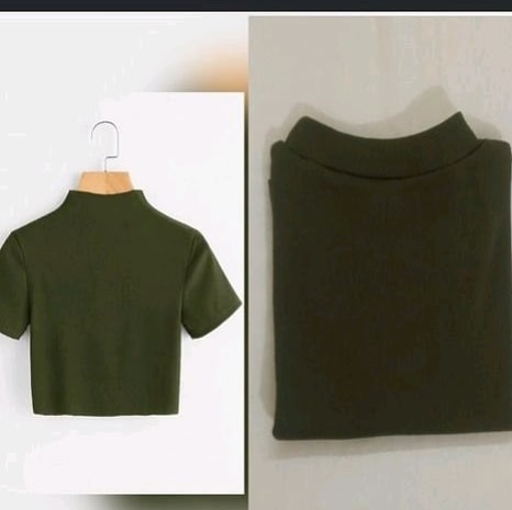 Olive Green Mock Neck Crop Top