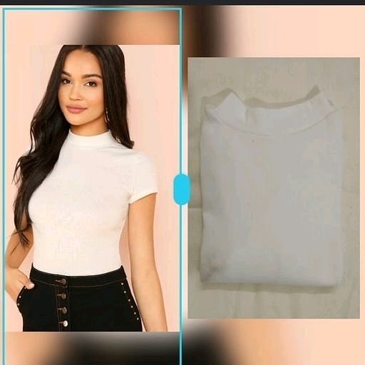 White High Neck Short Sleeve Top