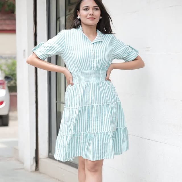 Green Striped Summer Dress