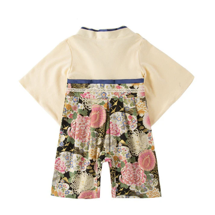 Baby Kimono One-piece Beige Floral