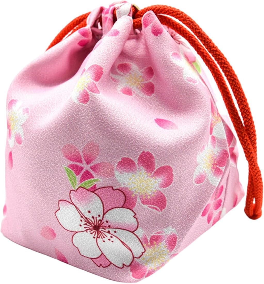 Japanese Drawstring Bag for Traditional Wear | Pink