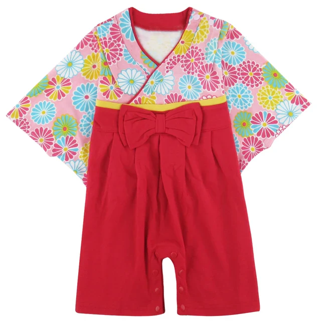 Baby Kimono One-piece Red Floral