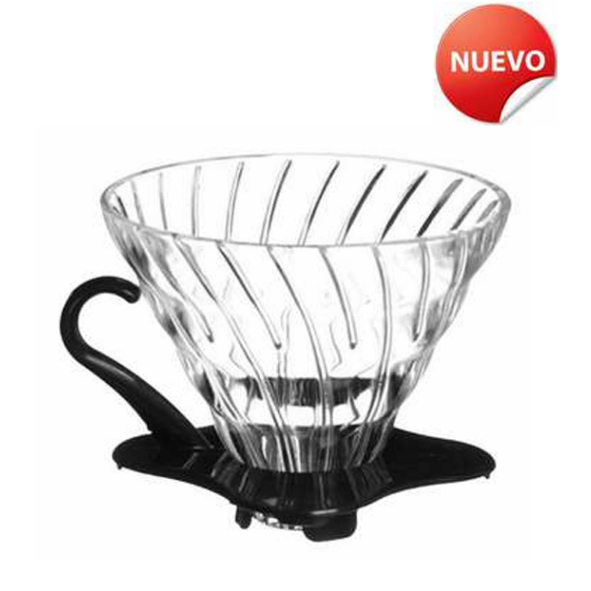 Dripper V60 #2 Vidrio Base Negra: Elegancia Minimalista y Calidad Óptica.