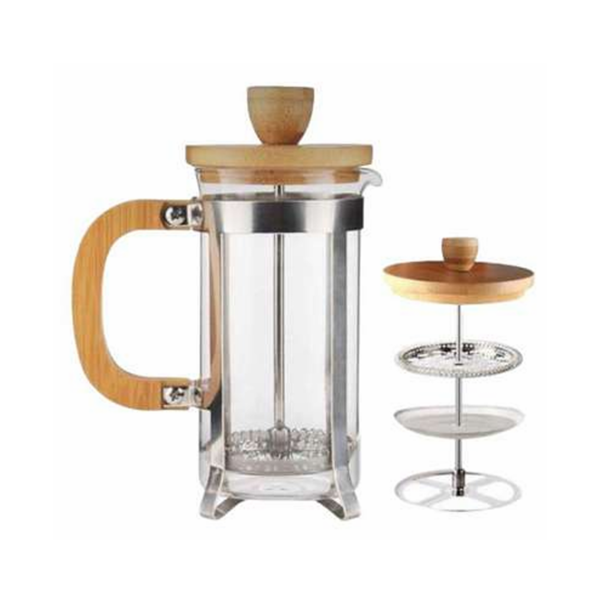 Prensa Francesa Metálica de Bambú: Fusión de Elegancia Natural y Sabor Profundo 600ML
