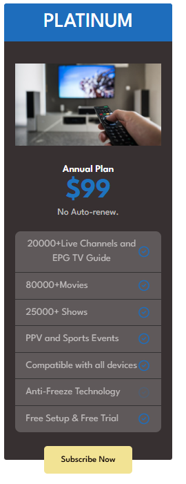 Platinum Annual IPTV Subscription