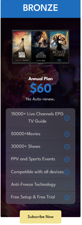 Bronze Annual Streaming Plan