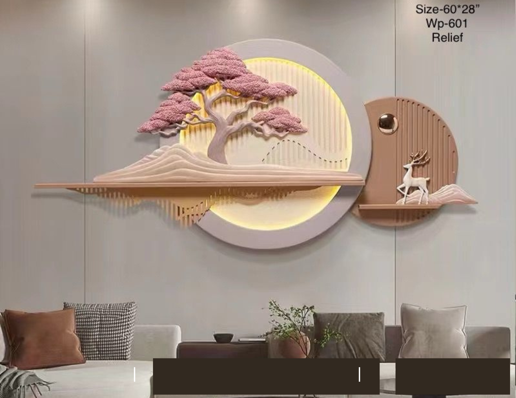 Modern 3D Wall Art with Tree and Deer