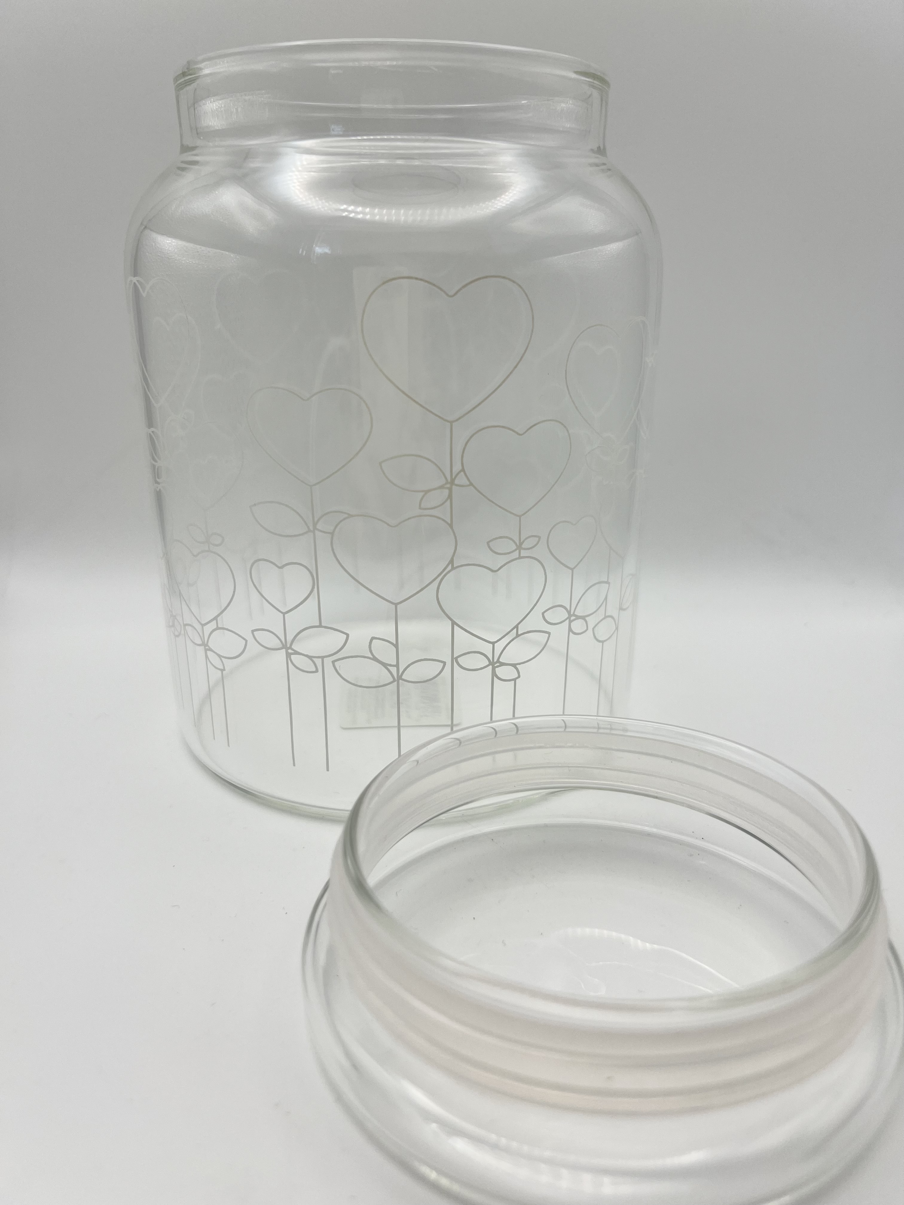 Barattolo cuori  in vetro borosilicato 