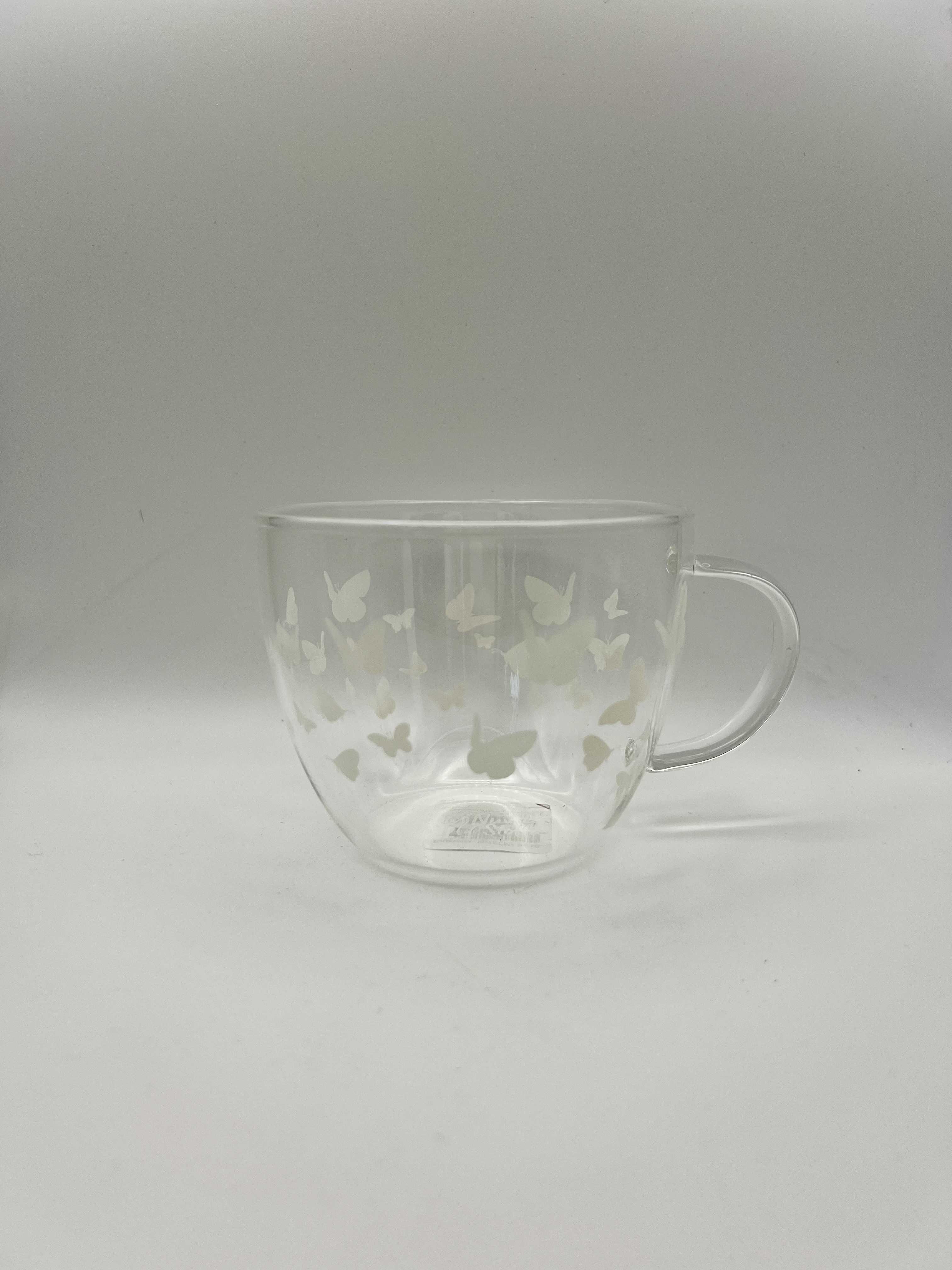 Tazza farfalle in vetro borosilicato