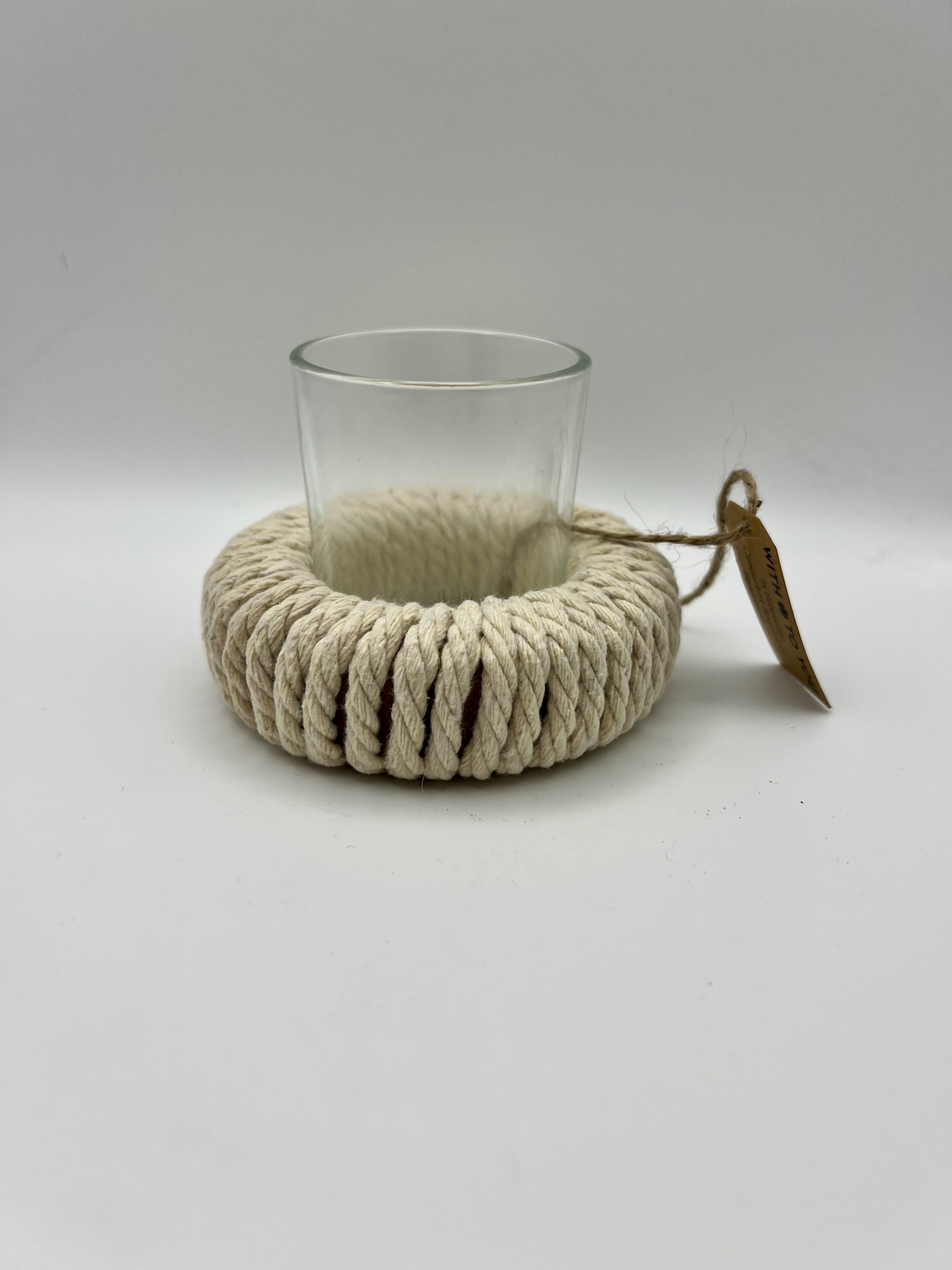 Portacandele corda chiaro